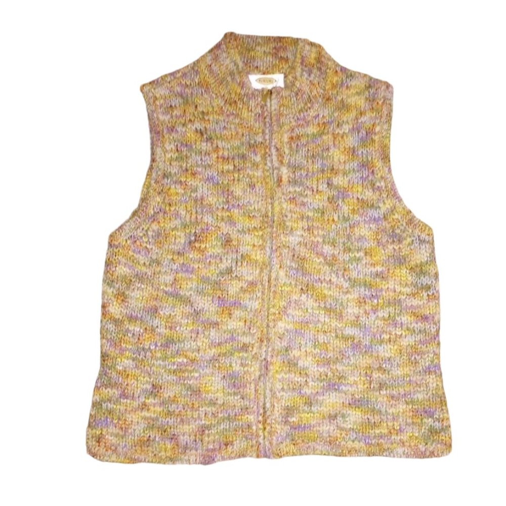 Vtg Multicolor Talbots Knit Vest 80s small